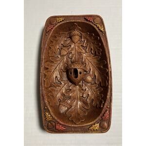 Vtg Multi Products Nut Bowl Acorn Tool Storage Resin Faux Wood 10.25 X 6.25 EUC